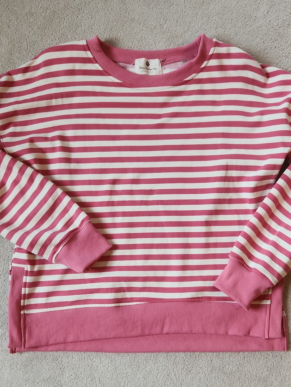 Casual Side Slit Top Shirt Crew Neck Sweatshirt - M